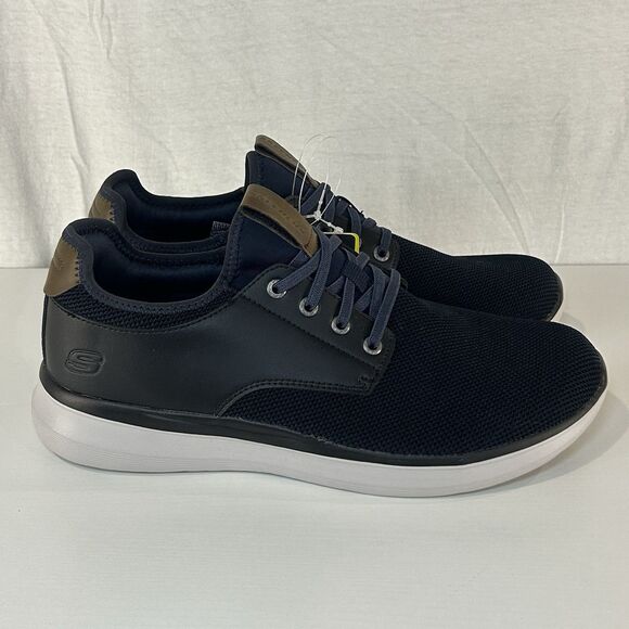 Skechers Goga Mat Relaxed Fit Mens Size 12 Black Navy Shoes Sneakers 58817 New